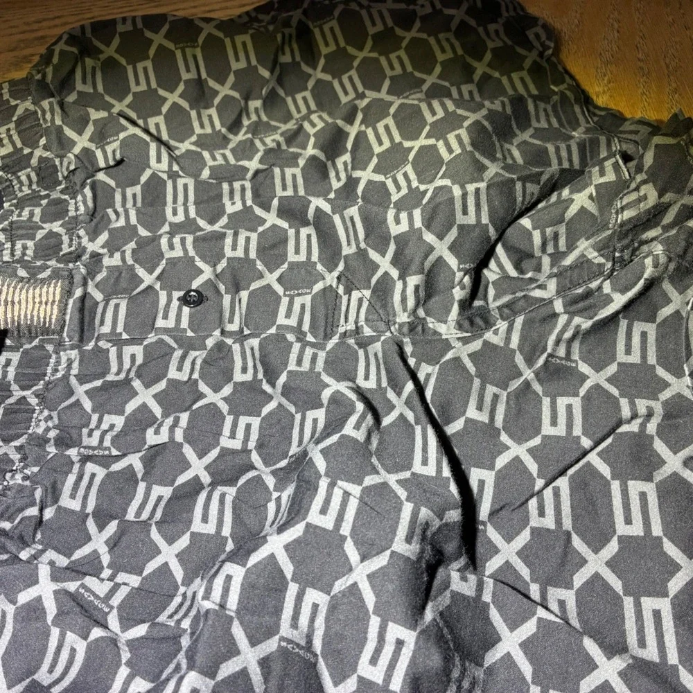 Savage X Fenty Mens Monogram Logo Woven Boxers Black Grey Button Fly Large